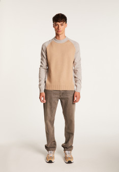 Two-tone cashmere sweater with raglan sleeves - Amalfi