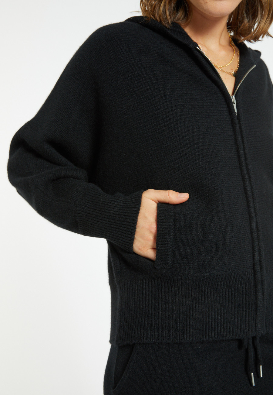 Zipped hooded jacket in 100% cashmere GABIN