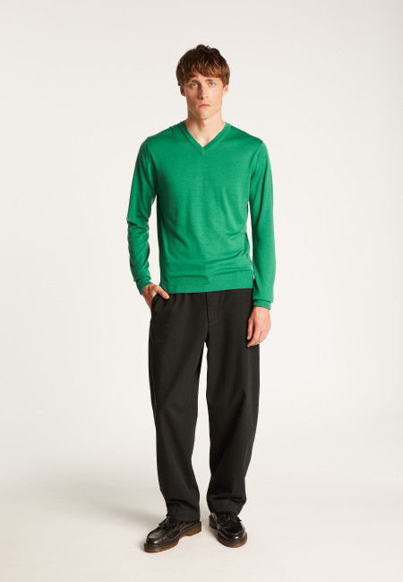 Merino Wool V-Neck Sweater - Elmo