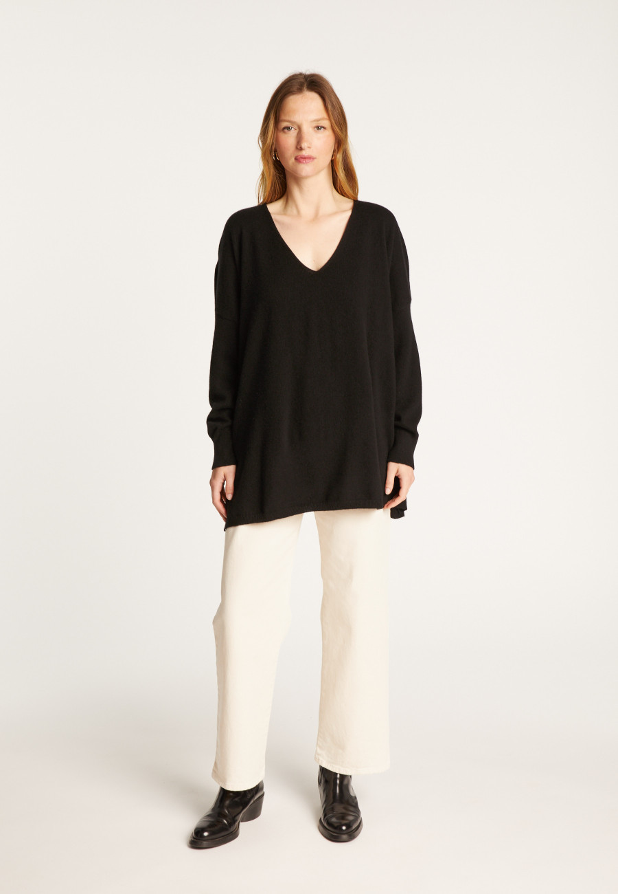 Oversized V-neck sweater in cashmere - Apolline