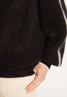 Two-tone round neck sweater in mohair - Renée