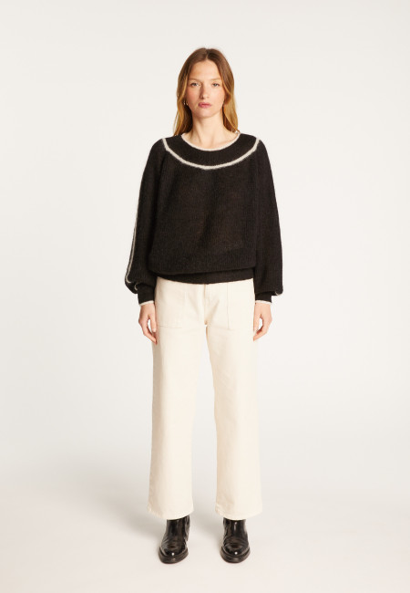 Two-tone round neck sweater in mohair - Renée