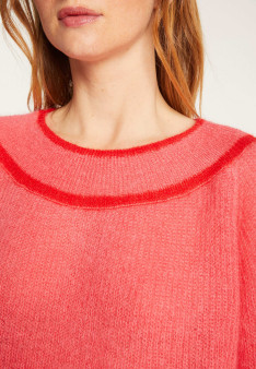 Two-tone round neck sweater in mohair - Renée