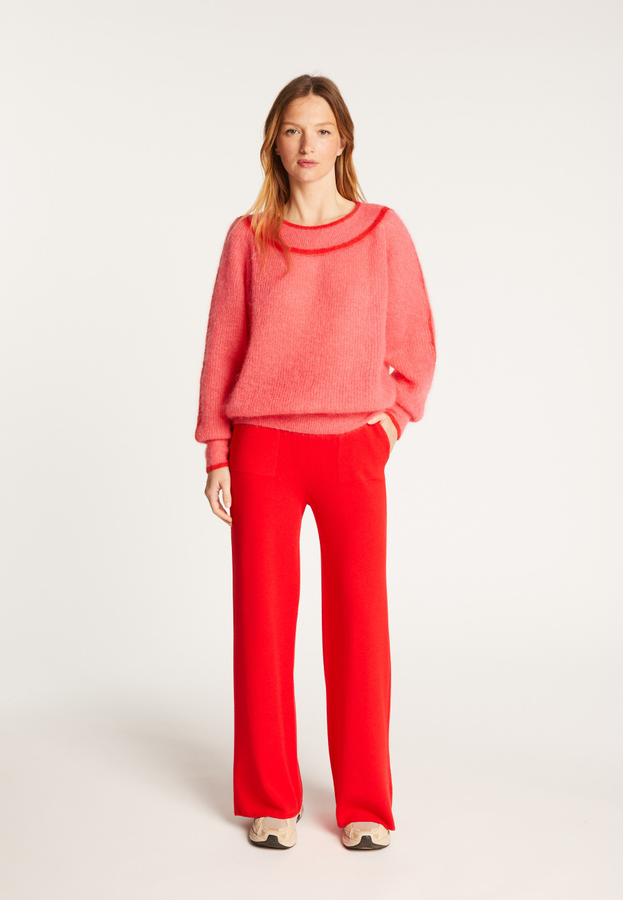 Two-tone round neck sweater in mohair - Renée