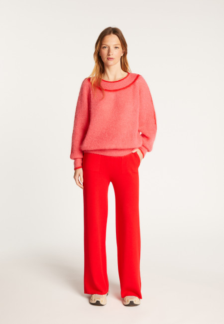 Two-tone round neck sweater in mohair - Renée