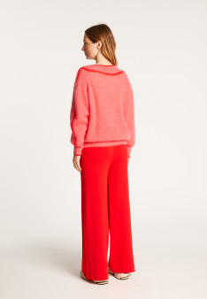 Two-tone round neck sweater in mohair - Renée