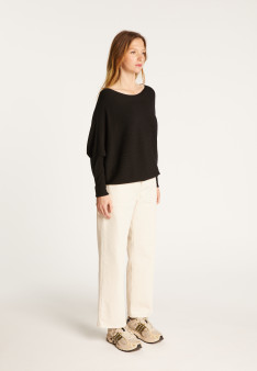 Round neck sweater in technical wool - Ruby