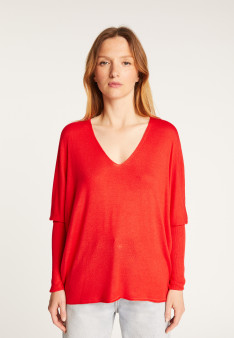 T-shirt col V oversize en fibre de bambou cachemire - Rica