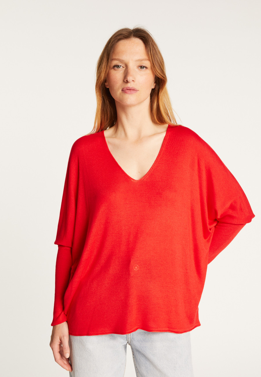 T-shirt col V oversize en fibre de bambou cachemire - Rica