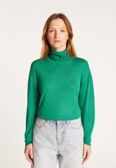 Turtleneck T-shirt in bamboo cashmere fiber - Aéris