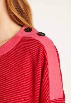 Wool and velvet sweater with shoulder buttons - Rochelle