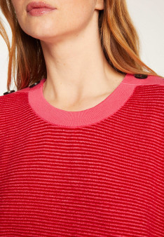 Pull en laine et velours boutons épaules - Rochelle