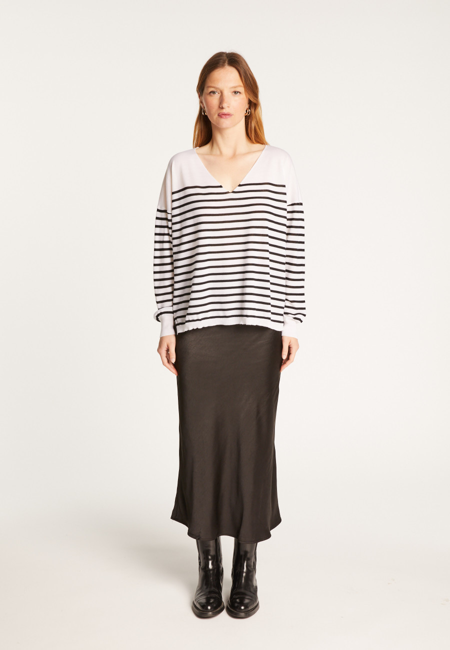 V-neck sailor top in merino wool - Rex