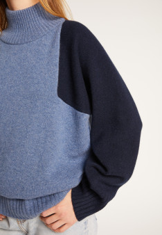 Two-tone high neck cashmere sweater - Roxane bis