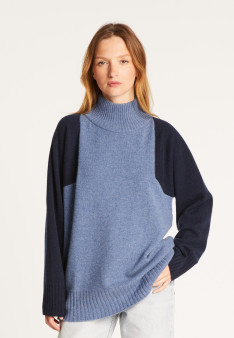 Pull bicolore col montant en cachemire - Roxane bis 8704