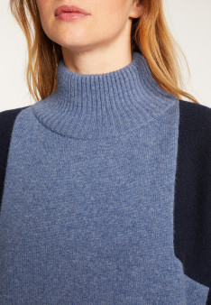 Two-tone high neck cashmere sweater - Roxane bis