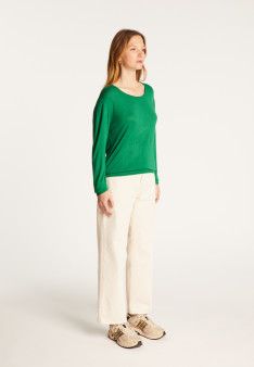 Round neck T-shirt in bamboo cashmere fiber - Aemilia