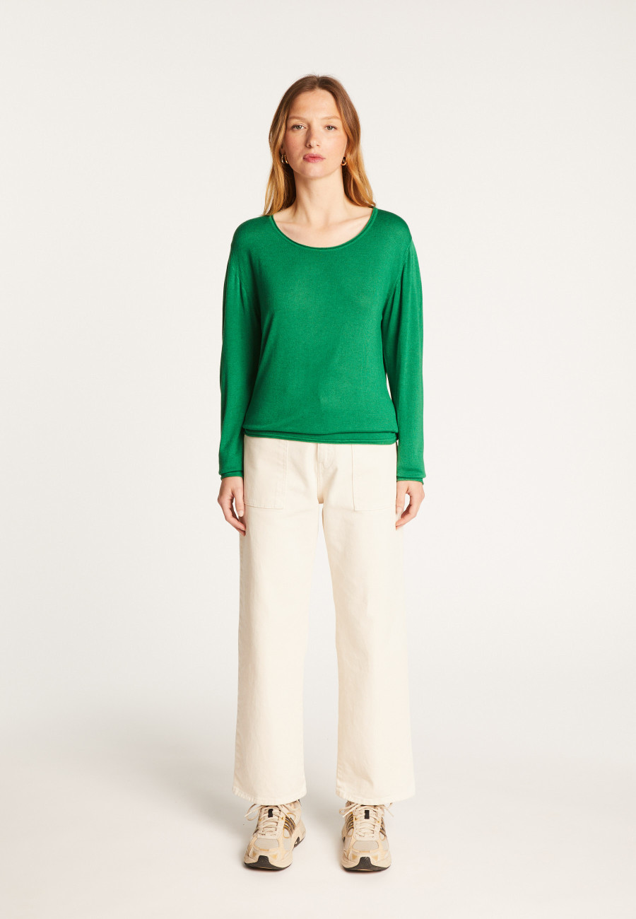 Round neck T-shirt in bamboo cashmere fiber - Aemilia