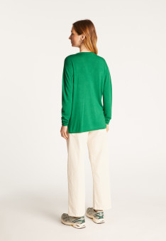 V-neck T-shirt in bamboo cashmere fiber - Aeline