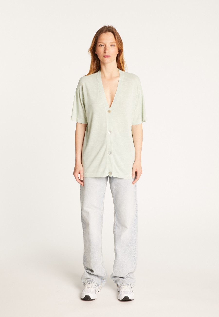 Short sleeves flamed linen cardigan - Tanya