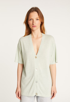 Short sleeves flamed linen cardigan - Tanya