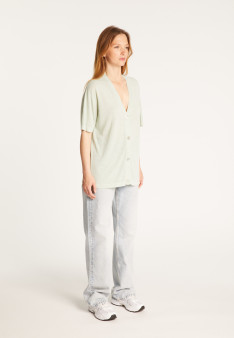 Short sleeves flamed linen cardigan - Tanya