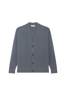 Gilet boutonné bicolore en laine mérinos - Tao