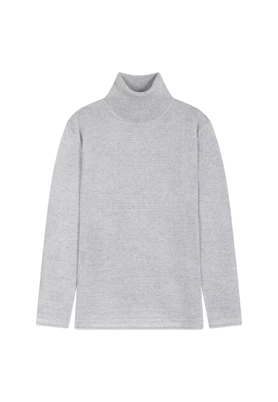 Turtleneck T-shirt in bamboo cashmere lurex fiber - Aéris Lux