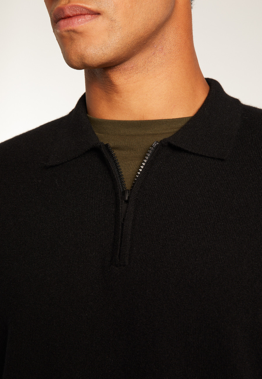 Cashmere Zip-Up Polo Shirt - Taylor