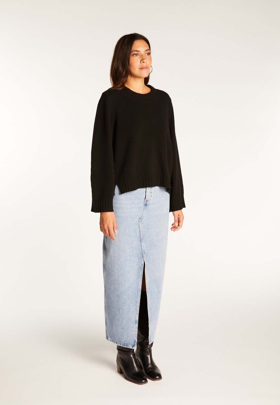 Cashmere crew neck short sweater - Vicky