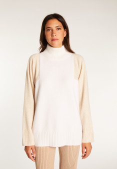 Pull bicolore col montant en cachemire - Roxane bis 8704