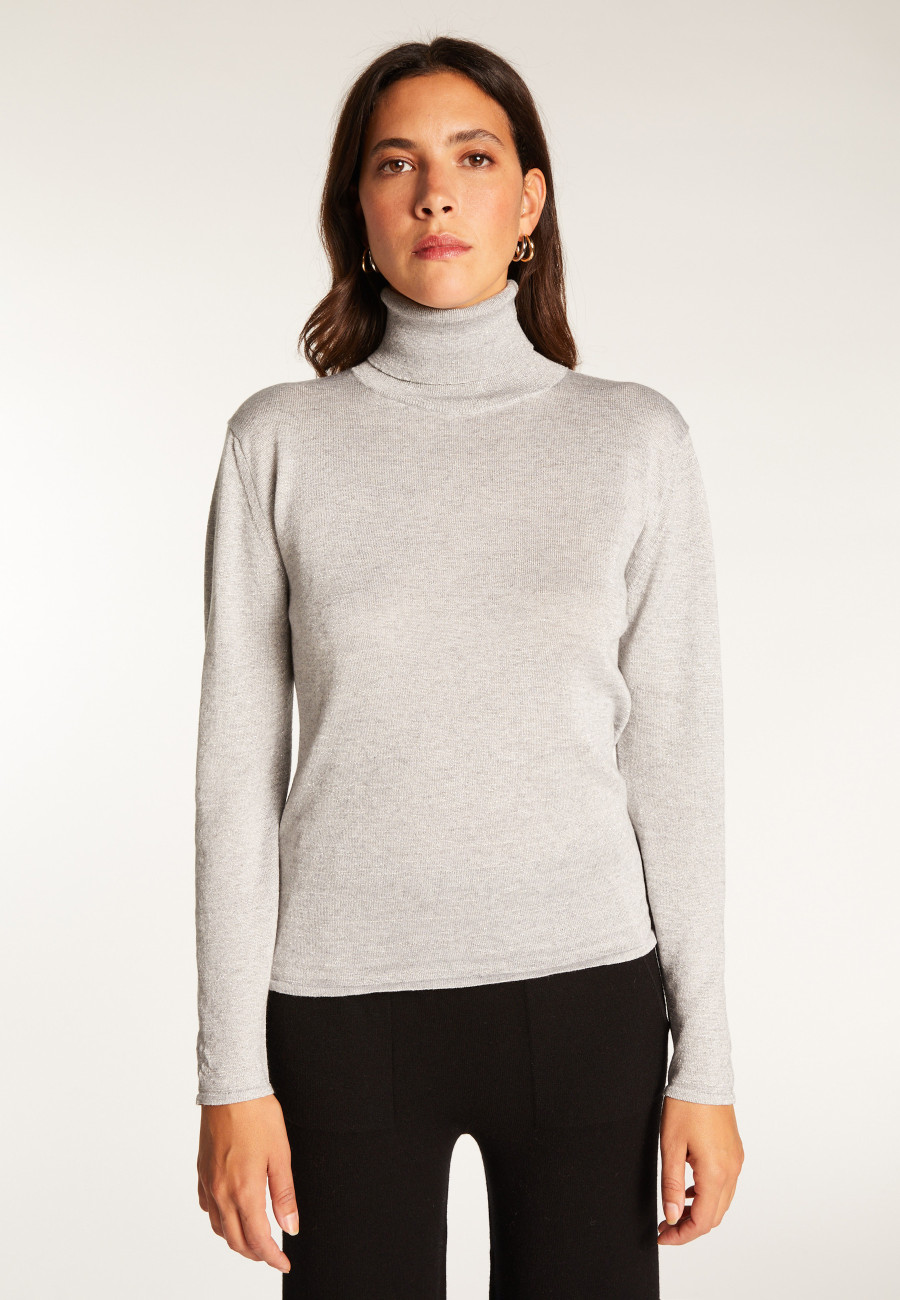 Turtleneck T-shirt in bamboo cashmere lurex fiber - Aéris Lux