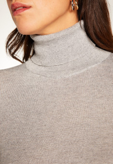 Turtleneck T-shirt in bamboo cashmere lurex fiber - Aéris Lux