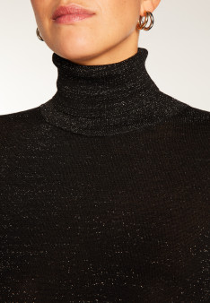 Turtleneck T-shirt in bamboo cashmere lurex fiber - Aéris Lux