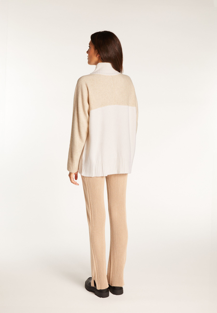 Two-tone high neck cashmere sweater - Roxane bis