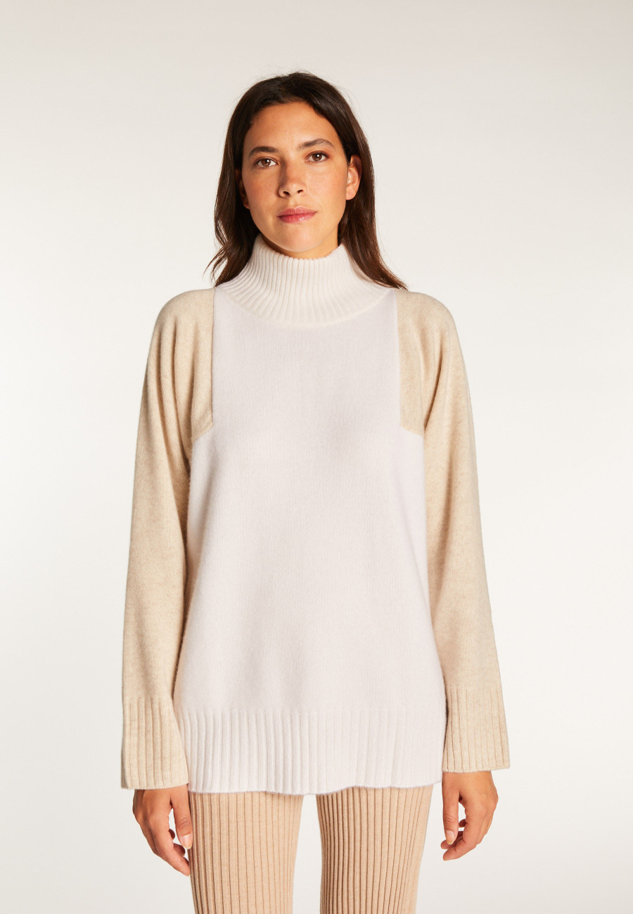 Pull bicolore col montant en cachemire - Roxane bis 8704