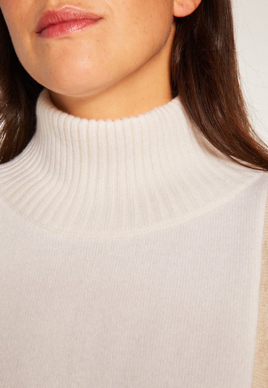 Two-tone high neck cashmere sweater - Roxane bis