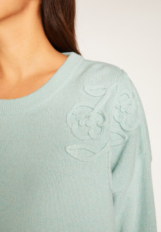 Embroidery sweater in wool and cashmere - Rachel