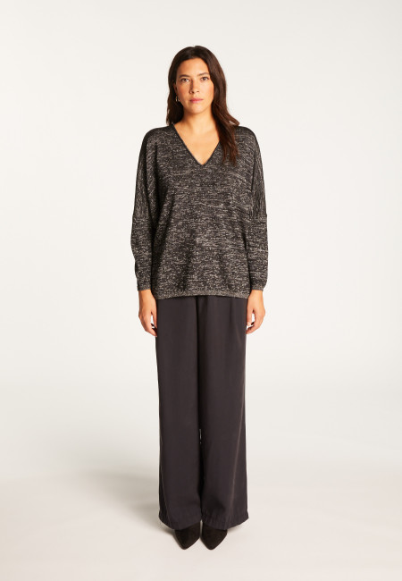 Batwing sleeve wool and lurex sweater - Boxe Lux