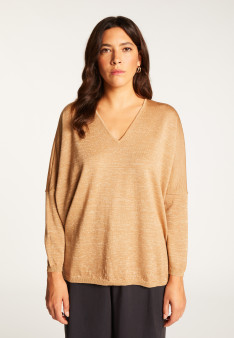 Batwing sleeve wool and lurex sweater - Boxe Lux