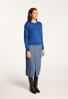 Round neck merino wool sweater - Asena