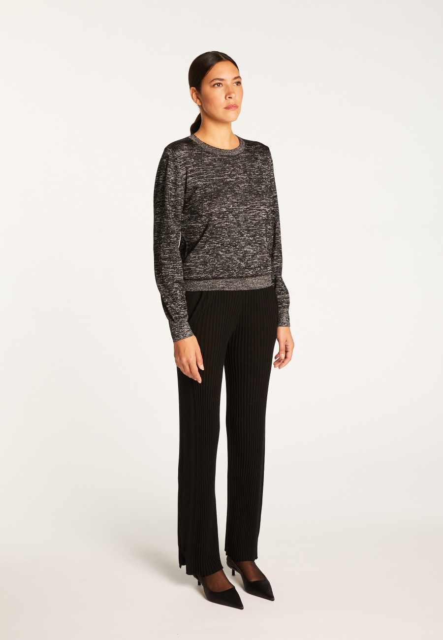 Round neck sweater in lurex merino wool - Asena Lux