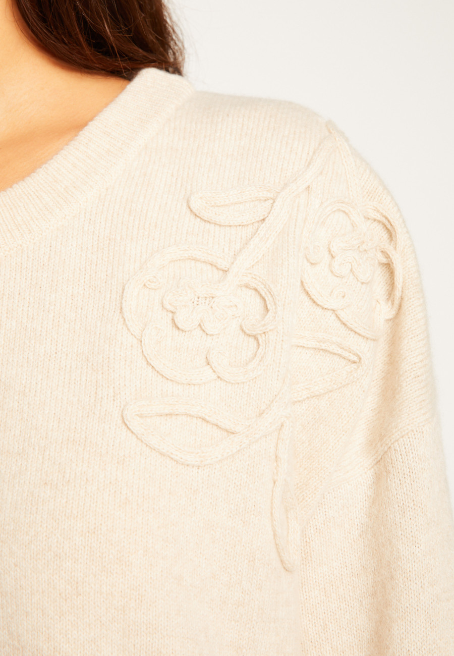 Embroidery sweater in wool and cashmere - Rachel