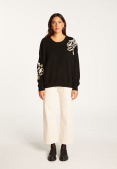 Embroidery sweater in wool and cashmere - Rachel