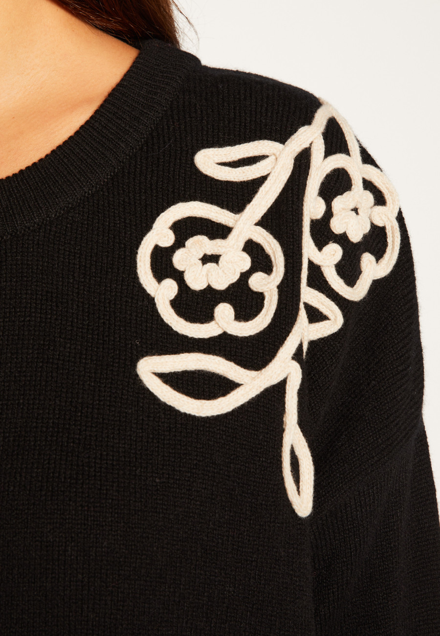 Pull avec broderie en laine et cachemire - Rachel