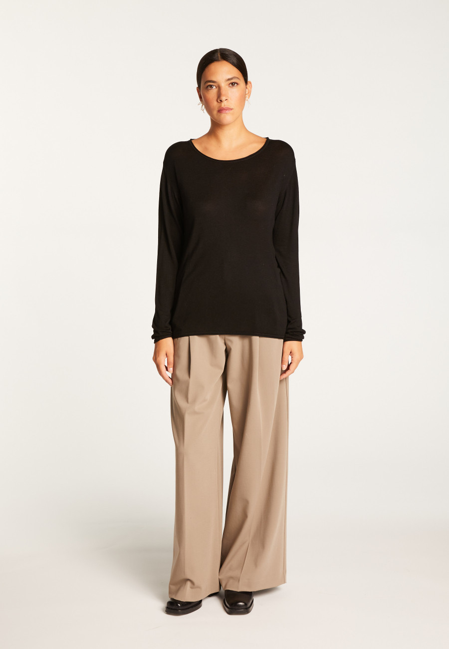 Round neck T-shirt in bamboo cashmere fiber - Aemilia