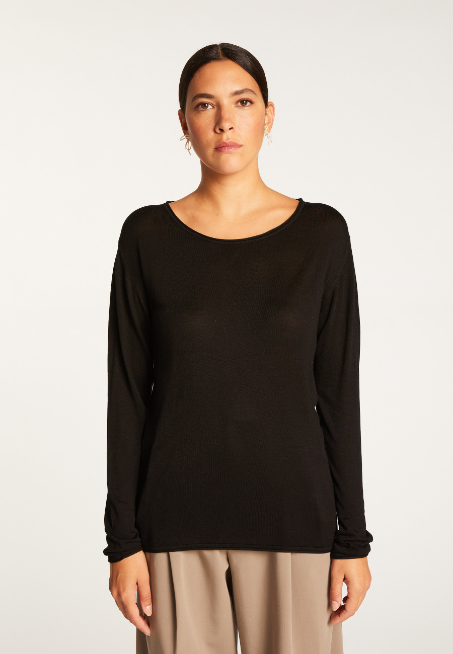 Round neck T-shirt in bamboo cashmere fiber - Aemilia