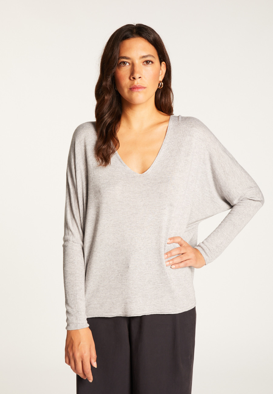 T-shirt col V oversize en fibre de bambou cachemire - Rica