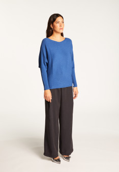 Round neck sweater in technical wool - Ruby