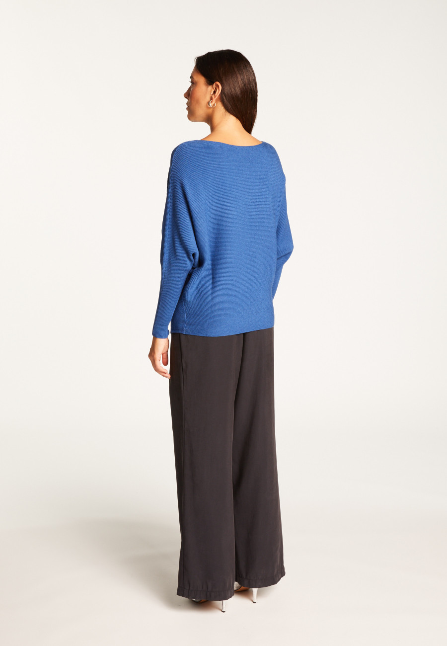 Round neck sweater in technical wool - Ruby